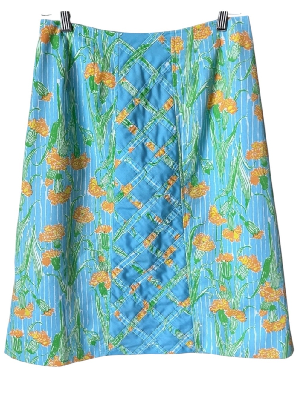 Vintage Lilly Pulitzer Blue Floral Cottagecore Skirt Size 10 W 27”
